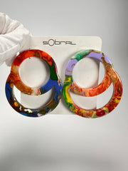 Sobral - Multi-Colour "Feininger Efeitos" Resin Earrings ( 004894 )