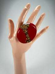 Sobral - Metalique "Munique" Orlando Red Resin Ring ( 005145 ) - Size UK N / 7 US