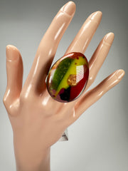 Sobral - Multi-Colour "K" Resin Ring ( 005146 ) - Size UK S / US 9