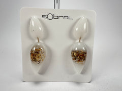 Sobral - Metalique Orlando "Water" White Resin Earrings ( 004158 )