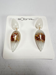 Sobral - Metalique Orlando "Water" White Resin Earrings ( 004158 )
