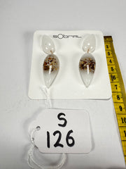 Sobral - Metalique Orlando "Water" White Resin Earrings ( 004158 )