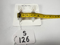 Sobral - Metalique Orlando "Water" White Resin Earrings ( 004158 )