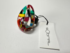 Sobral - Caillou Cristal "Poesia" Resin Ring ( 003597 ) - Size UK Q / US 8