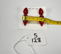 Sobral - Metalique Orlando "Water" Red Resin Earrings ( 004158 )