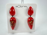 Sobral - Metalique Orlando "Water" Red Resin Earrings ( 004158 )