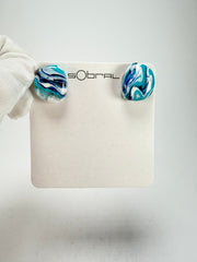Sobral - Onda Azul "Wave" Blue Resin Clip On Earrings ( 005331 )