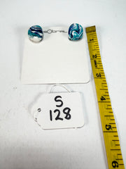 Sobral - Onda Azul "Wave" Blue Resin Clip On Earrings ( 005331 )