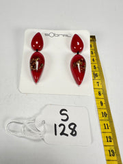 Sobral - Metalique Orlando "Water" Red Resin Earrings ( 004158 )