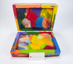Sobral - Multi-Colour "Encapsulada" Pollock Resin Jewellery Box ( 000303 )