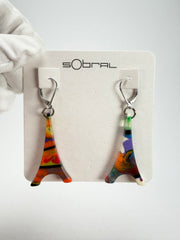 Sobral - Multi-Colour "Eiffel Tower" Pollock Resin Earrings ( 001750 )