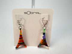 Sobral - Multi-Colour "Eiffel Tower" Pollock Resin Earrings ( 001750 )