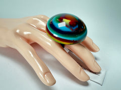 Sobral - Multi-Colour "Moscou K" Resin Ring ( 003605 ) - Size UK N / US 6.5