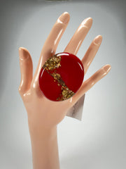 Sobral - Metalique "Munique" Orlando Red Resin Ring ( 005145 ) - Size UK N / US 6.5
