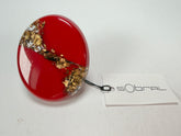 Sobral - Metalique "Munique" Orlando Red Resin Ring ( 005145 ) - Size UK N / US 6.5