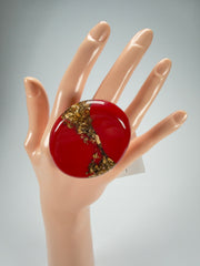 Sobral - Metalique "Munique" Orlando Red Resin Ring ( 005145 ) - Size UK M / US 6