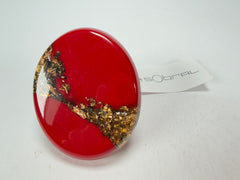Sobral - Metalique "Munique" Orlando Red Resin Ring ( 005145 ) - Size UK M / US 6