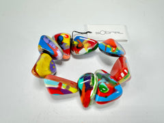 Sobral - Multi-Colour "Fuga" Diamante Elasticated Resin Bracelet ( 003619 )