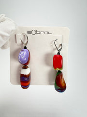 Sobral - Multi-Colour "Dual Stack" Studio Creation Pollock Resin Earrings ( 000000 )