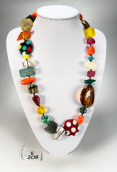 Jackie Brazil "Indiana" Mix Colours Multi-Bead Long Resin 110cm Necklace ( N0038 )