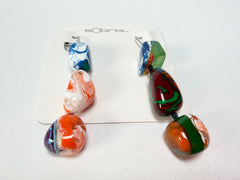Sobral - Multi-Colour "Triple Stack" Studio Creation Pollock Resin Earrings ( 000000 )