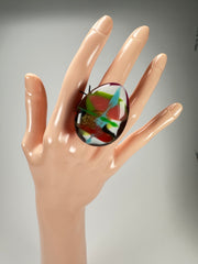 Sobral - Multi-Colour "K" Resin Ring ( 005146 ) - Size UK S / US 9