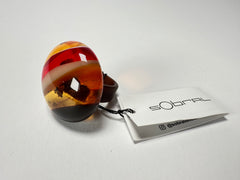 Sobral - Eco Amber "Onda" Resin Ring ( 005324 ) - Size UK P / US 8