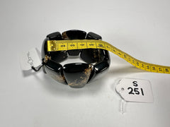 Sobral - Metalique "Rimla" Black & Gold Elasticated Resin Bracelet ( 004498 )