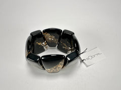 Sobral - Metalique "Rimla" Black & Gold Elasticated Resin Bracelet ( 004498 )