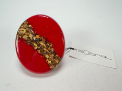Sobral - Metalique "Munique" Orlando Red Resin Ring ( 005145 ) - Size UK Q / US 8