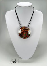 Sobral - Multi-Colour "Retro Fabric" Disc On Cord Studio Design Resin Necklace ( 000000 )