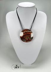 Sobral - Multi-Colour "Retro Fabric" Disc On Cord Studio Design Resin Necklace ( 000000 )