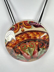 Sobral - Multi-Colour "Retro Fabric" Disc On Cord Studio Design Resin Necklace ( 000000 )