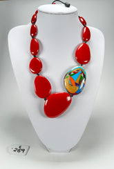 Sobral - Multi-Colour "Encantador" Red Resin Necklace ( 004109 )