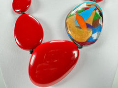 Sobral - Multi-Colour "Encantador" Red Resin Necklace ( 004109 )