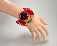 Sobral - Multi-Colour "Inspiração" K Red Elasticated Resin Bracelet ( 003595 )