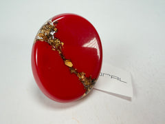 Sobral - Metalique "Munique" Orlando Red Resin Ring ( 005145 ) - Size UK Q / US 8