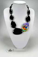 Sobral - Multi-Colour "Encantador" Black Resin Necklace ( 004109 )