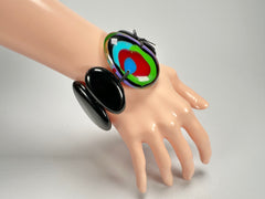 Sobral - Multi-Colour "Inspiração" K Black Elasticated Resin Bracelet ( 003595 )