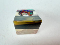 Sobral - Patchwork "Carre" Resin Ring ( 000149 ) - Size UK Q / US 8