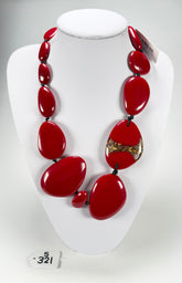 Sobral - Metalique Orlando "Carcassonne" Red Resin Necklace ( 004241 )