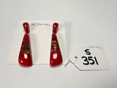 Sobral - Metalique Orlando "Gleine" Red & Gold Resin Earrings ( 004502 )
