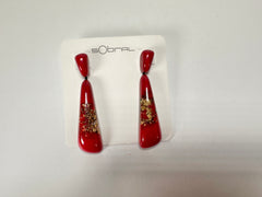 Sobral - Metalique Orlando "Gleine" Red & Gold Resin Earrings ( 004502 )