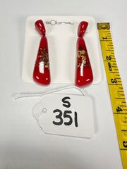 Sobral - Metalique Orlando "Gleine" Red & Gold Resin Earrings ( 004502 )