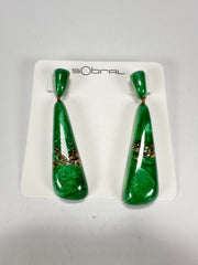 Sobral - Metalique Orlando "Gleine" Green & Gold Resin Earrings ( 004502 )