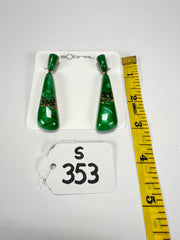 Sobral - Metalique Orlando "Gleine" Green & Gold Resin Earrings ( 004502 )