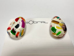 Sobral - Caillou Marfim "Nida" Resin Earrings ( 005306 )