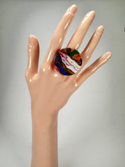 Sobral - Multi-Colour "Retalhos Efeitos" Resin Ring ( 004934 ) - Size UK N / US 7