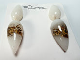 Sobral - Metalique Orlando "Water" White Resin Earrings ( 004158 )