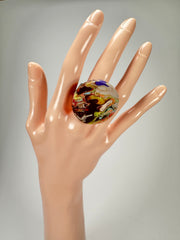 Sobral - Multi-Colour "Retalhos Efeitos" Resin Ring ( 004934 ) - Size UK U / US 10